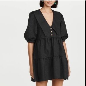 AMANDA UPRICHARD Evangeline Dress Puff Sleeves Black Size Medium